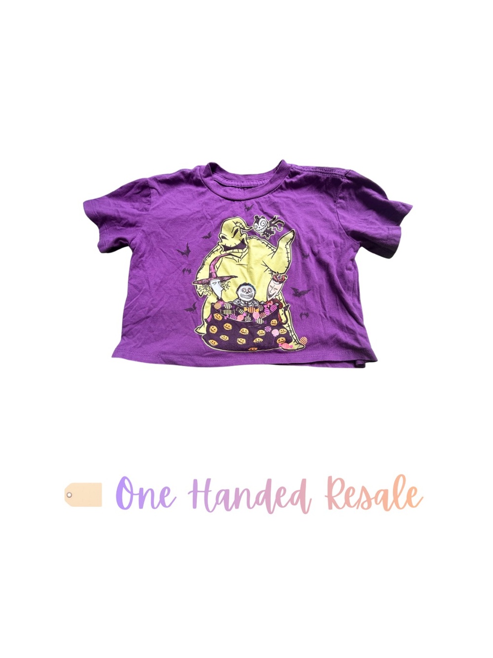 🎃 Disney Tim Burton Nightmare Before Christmas Purple Kids Graphic Tee XS (4/5)